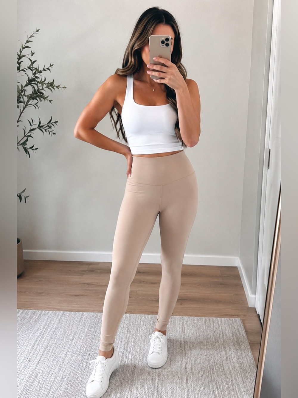 Lululemon High Rise Leggings Size 12 Beige Nude Buttery Soft EUC